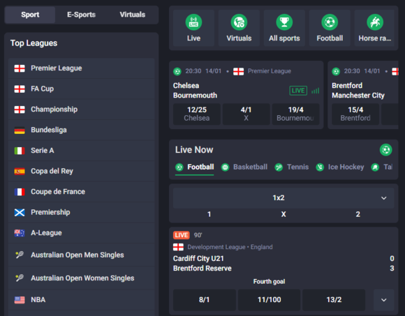 Sports betting available at 7bet