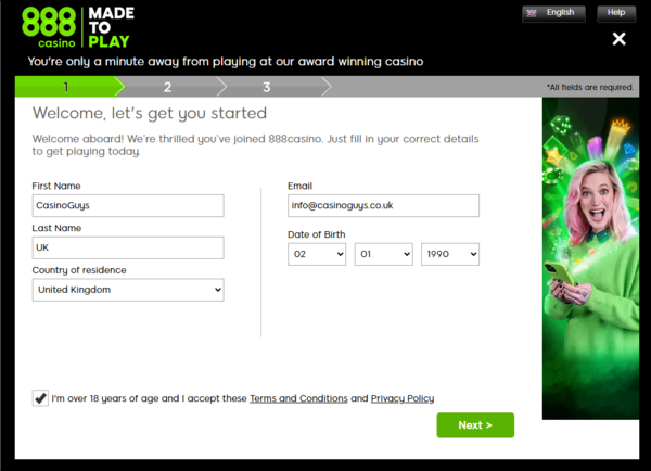 888 casino signup page