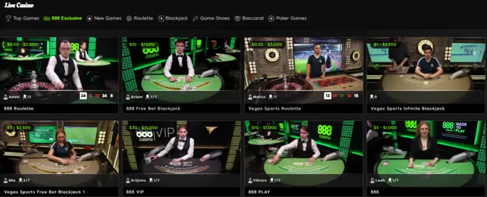 888 Casino Live Games