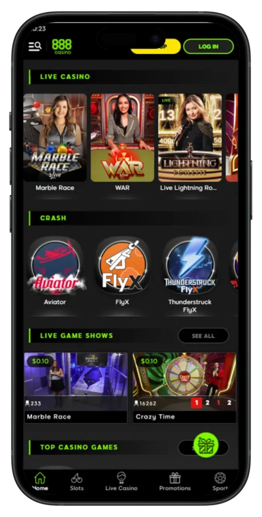 888 casino mobile view