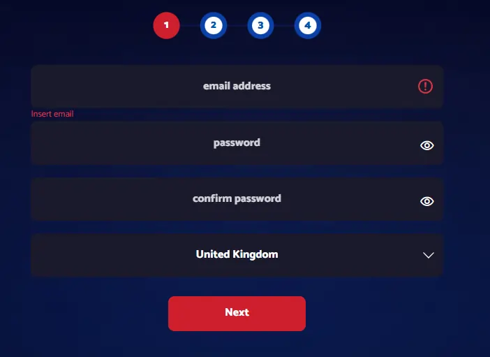All British Casino Sign Up Page