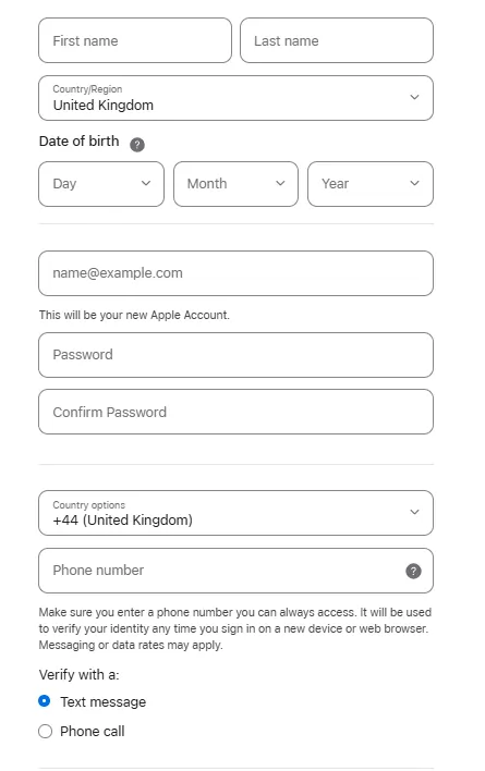 Apple pay Signup Page