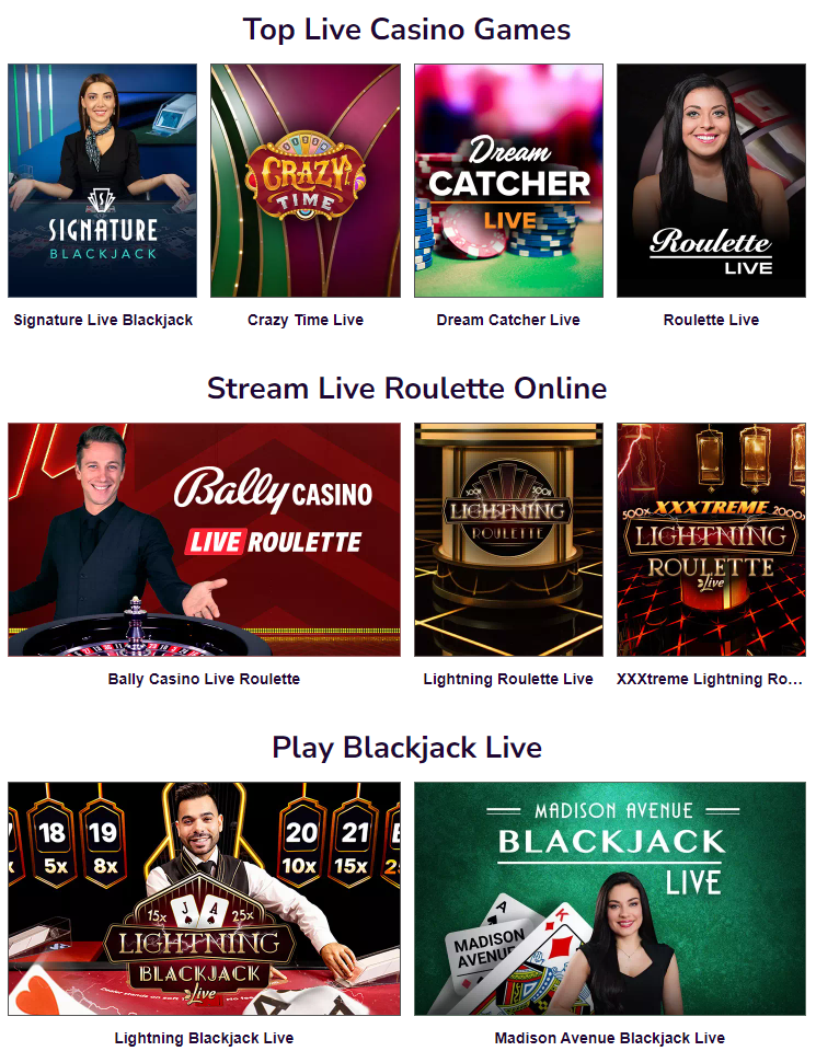 Bally Casino Live Casino Selection