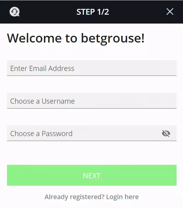 Betgouse Sign Up Page