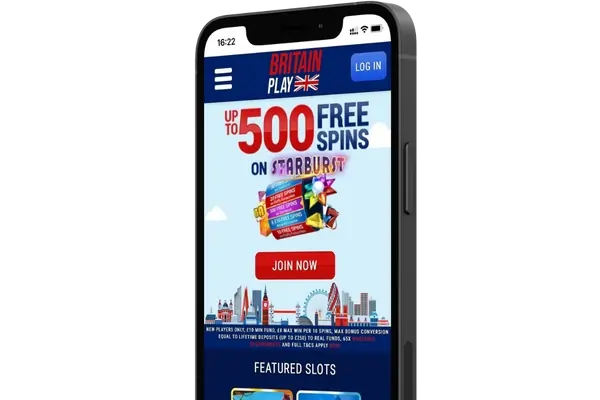 BritainPlay Homepage Mobile view