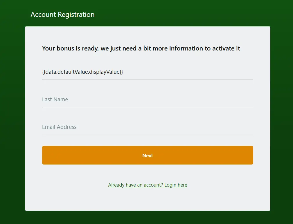 Casino Classic Registration Page