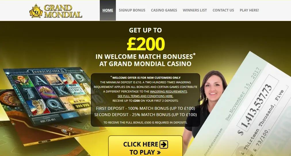 Grand Mondial Casino Homepage Banner
