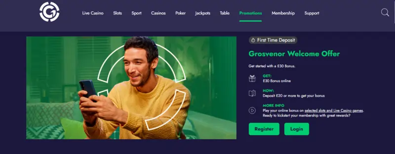 Grosvenor Casino Welcome offer