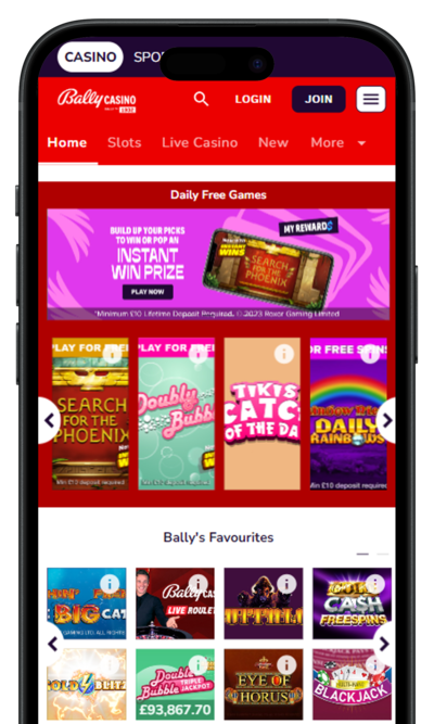 Bally Casino Homepage iphone image-portrait
