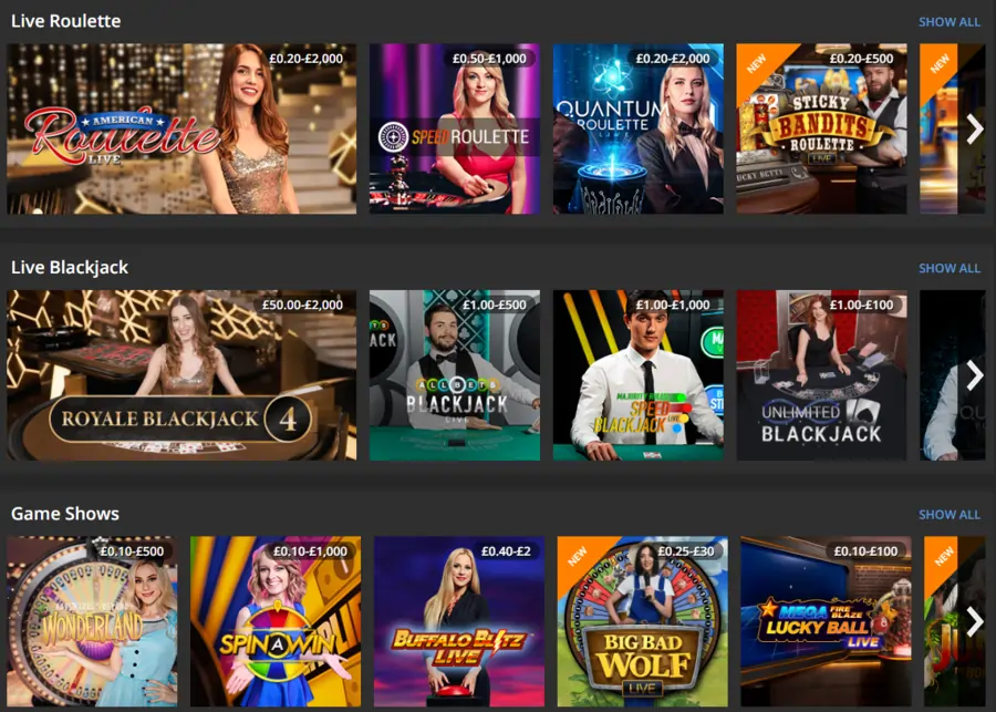 Jackpot.com UK Live Casino