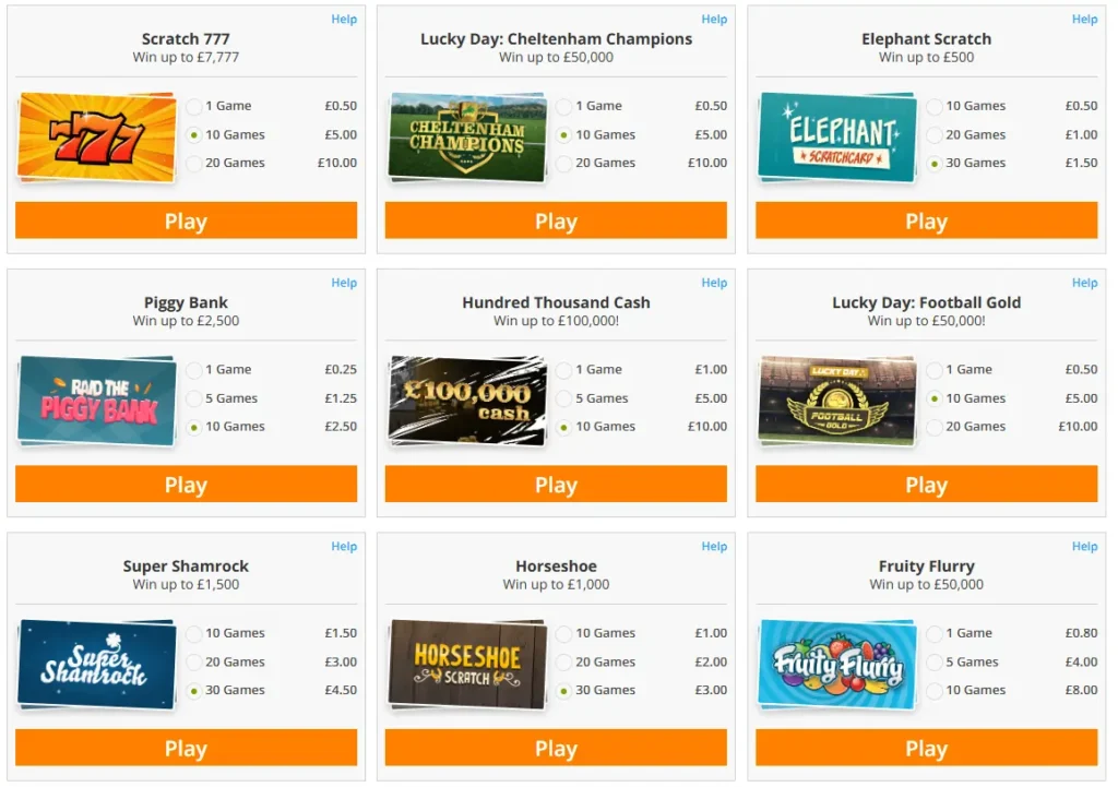Jackpot Casino Scratch Cards