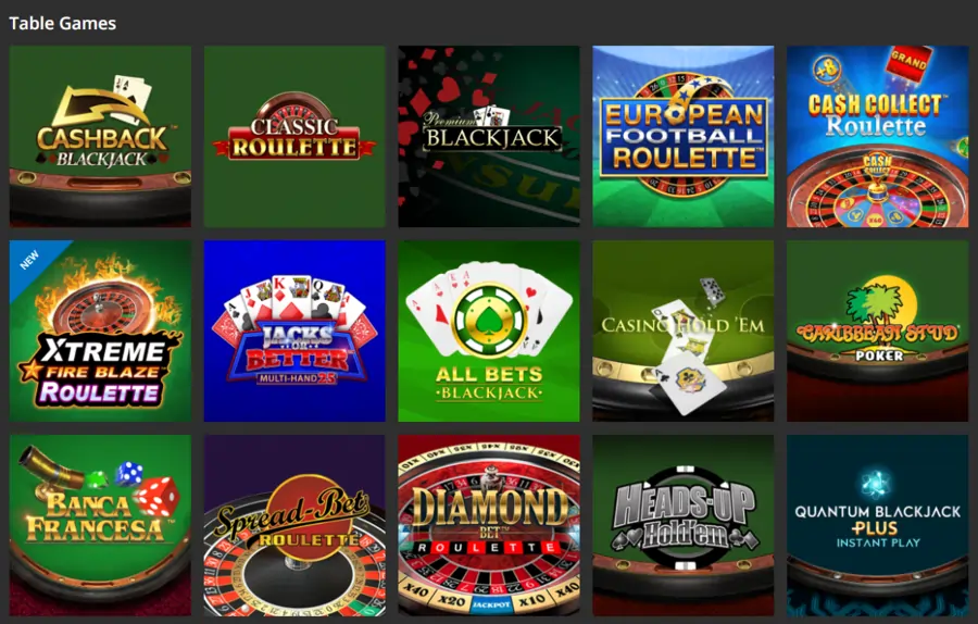 Jackpot Casino Table Games