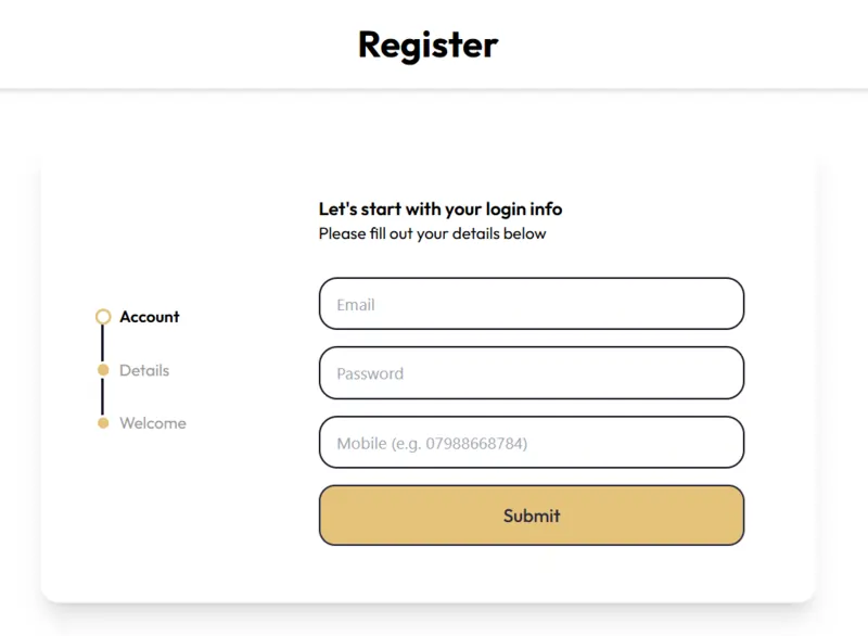 Jackpot Mobile Casino Registration Page