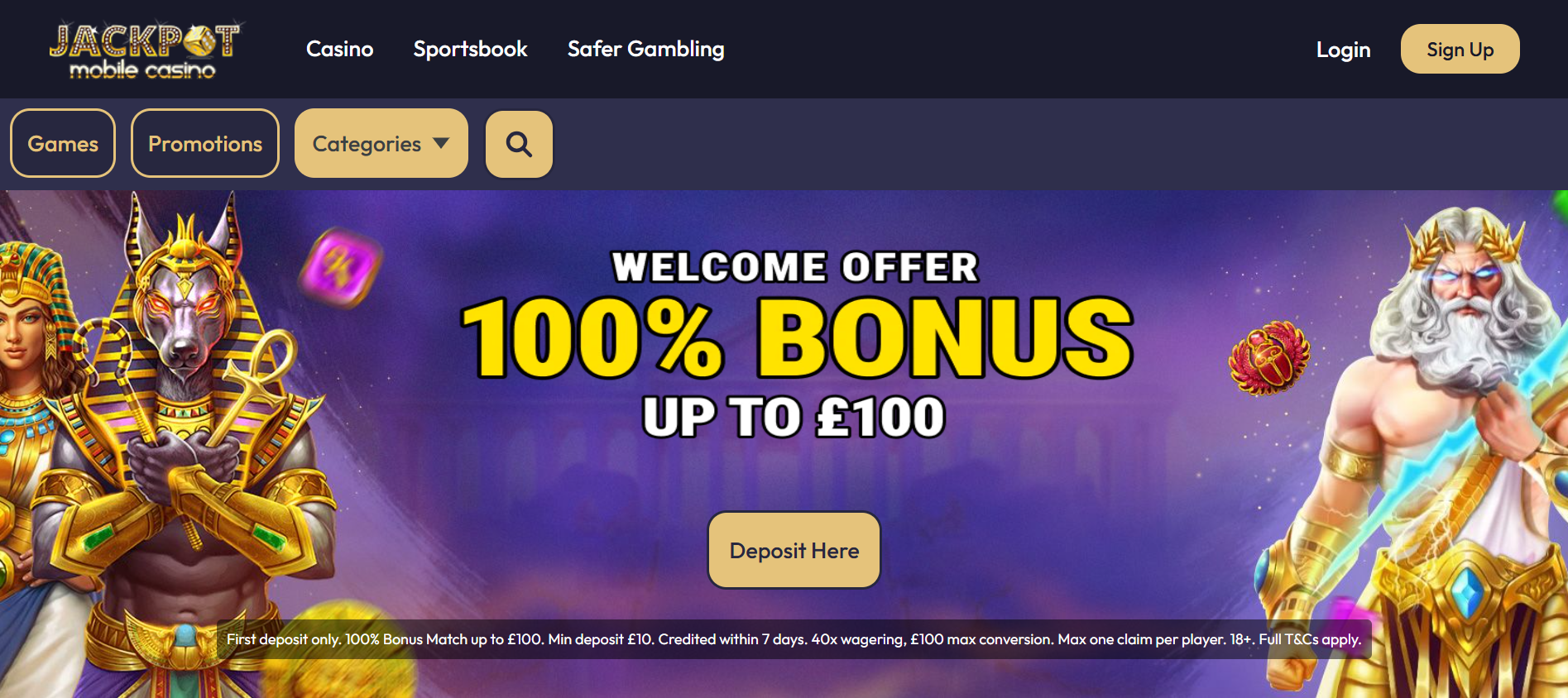 Jackpot Mobile Casino Welcome Bonus