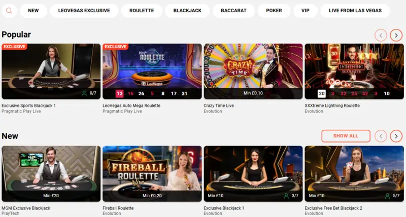 LeoVegas Live Casino
