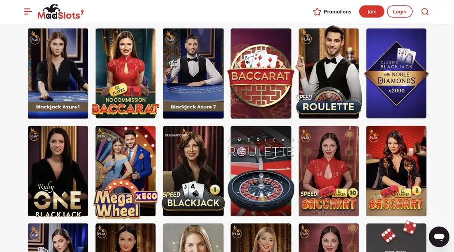 Madslots Review Live Casino