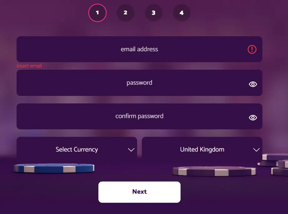No Bonus Casino Registration Page