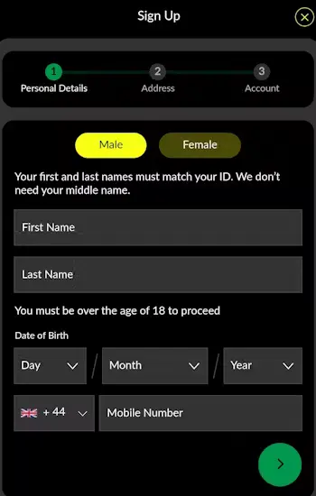 Parimatch Casino Registration Page