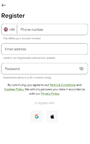 PayByPhone Signup Page