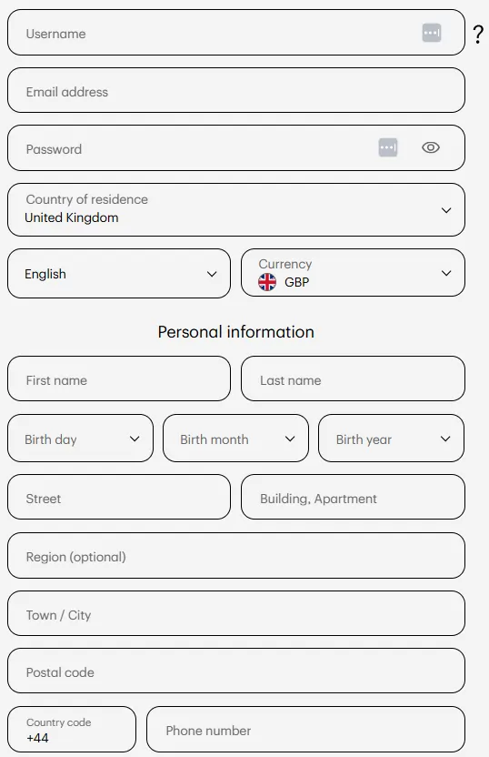 ecoPayz Sign up page