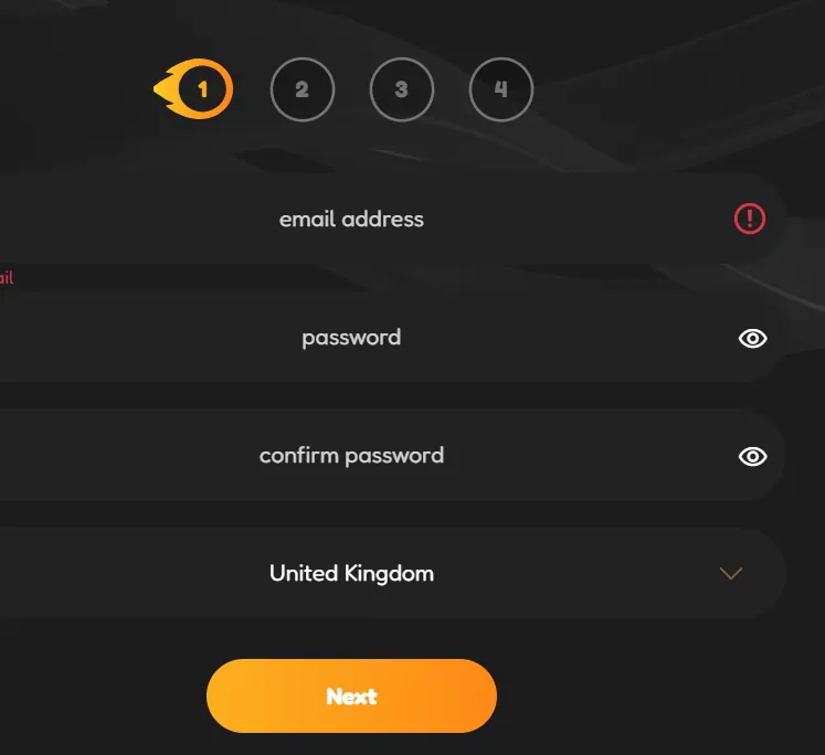 Quick Bet Casino Sign Up Page
