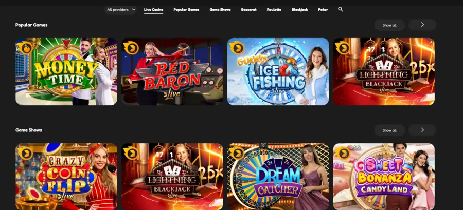 Quick Bet Live Casino Games