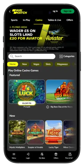 Parimatch Mobile hompage
