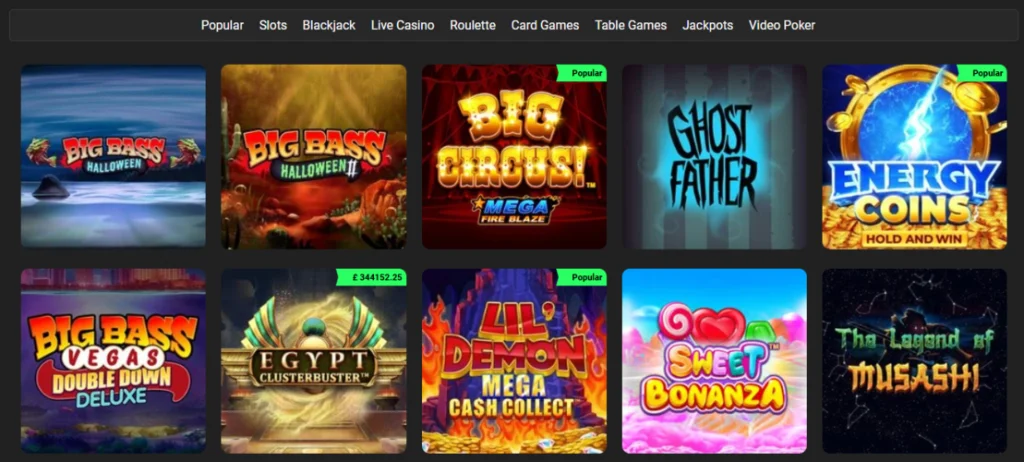 Swift Casino Game Selection