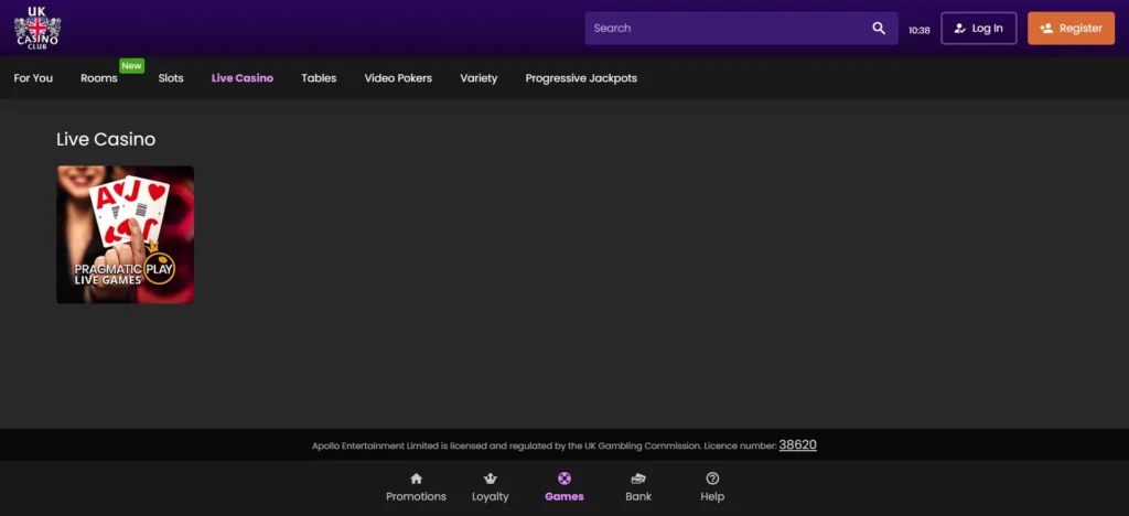 UK Casino Club Live Casino