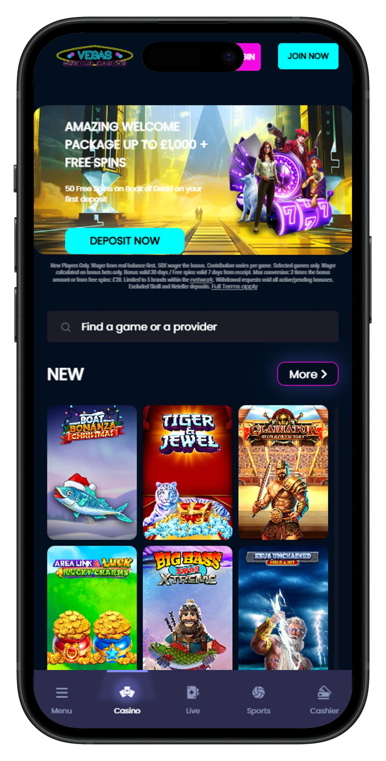 Vegas Mobile Casino - Homepage Mobile view-portrait