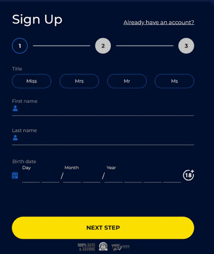 Winomania Casino Registration Page