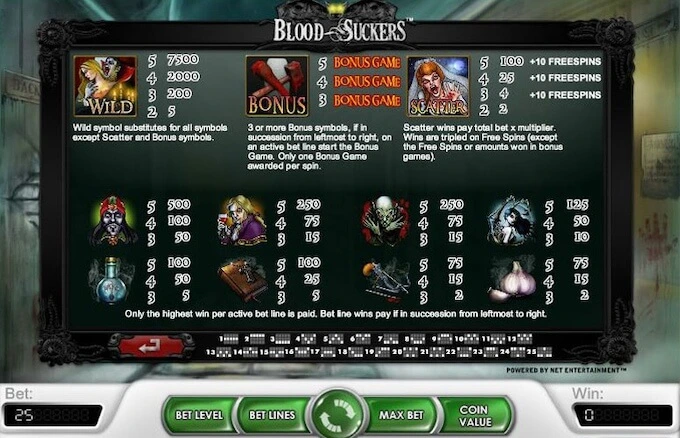Blood Suckers Slot Game Playtable