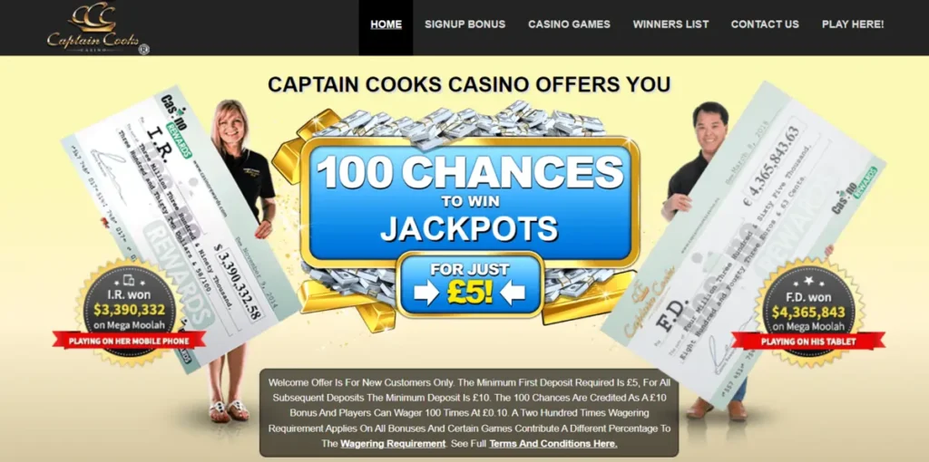 Captain Cooks Casino Welcome offer