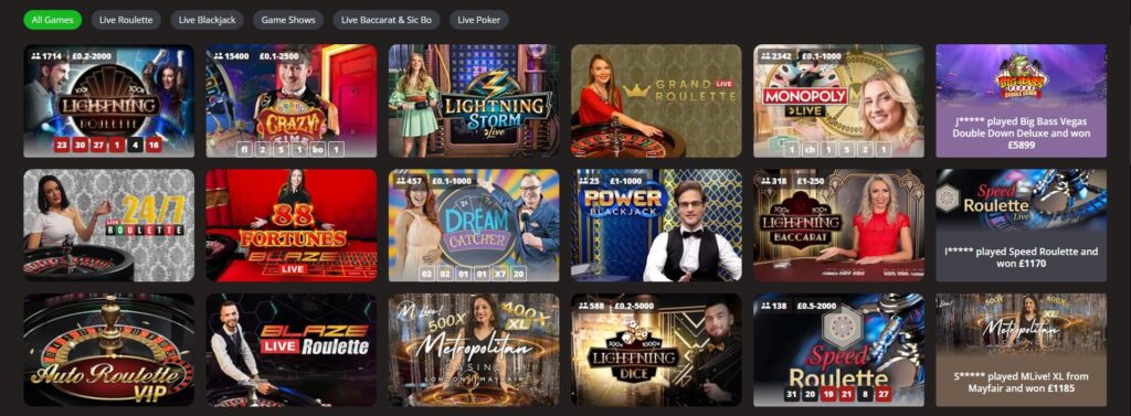 Live dealer games and game shows