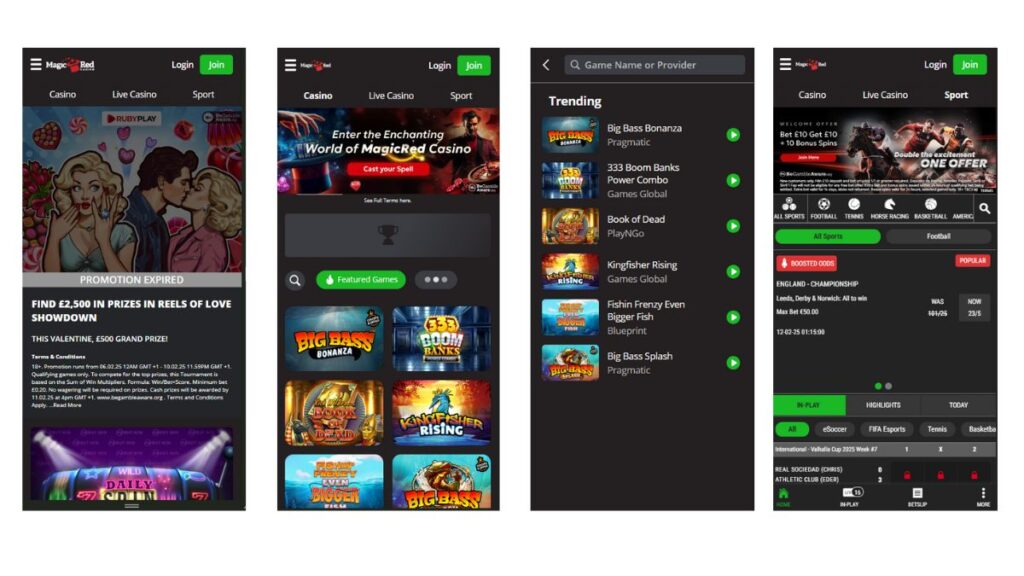 MagicRed Casino on mobile