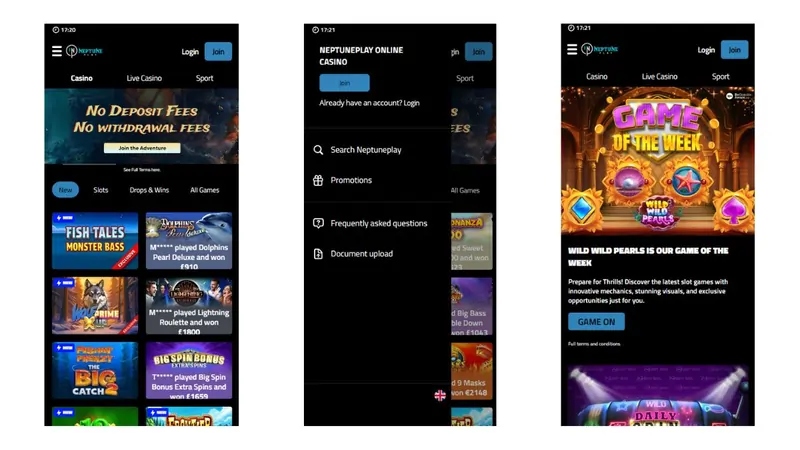 Neptune Play on mobile