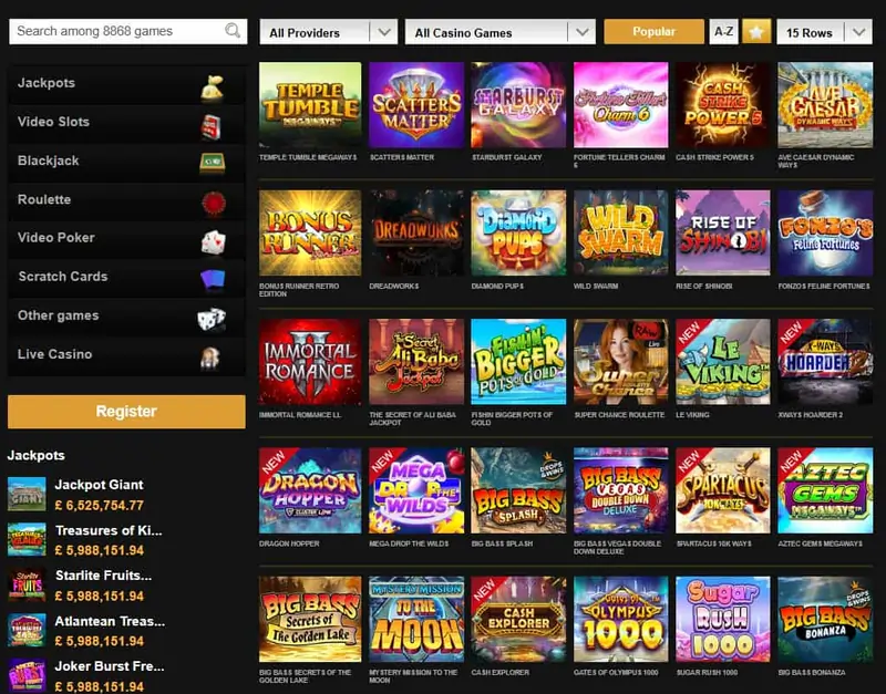Slots and table games